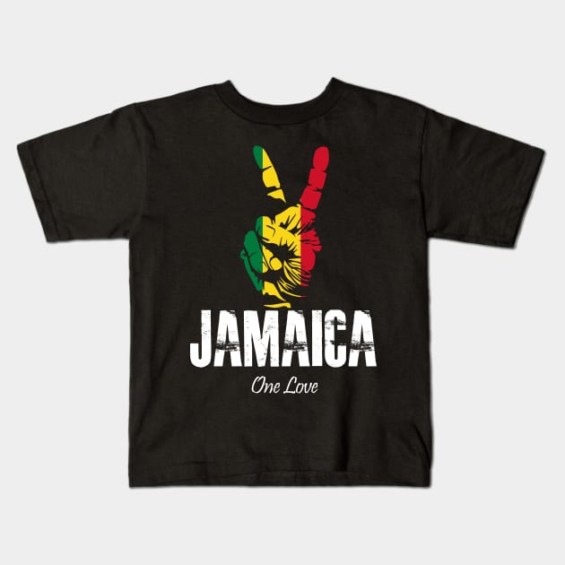 Jamaica One Love Peace Sign Kids T-Shirt by Jamrock Designs